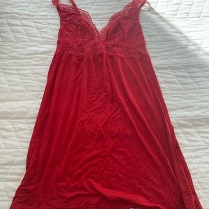 Eberjey red chemise with lace v-neck size small